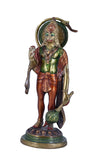 White Whale Panchmukhi Hanuman Statue Strength Monkey Lord Bajrang Bali Idol Standing Position Brass Sculpture Diwali Decor Gifts