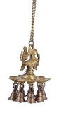 White Whale Brass Ornate Hanging Peacock Diya with Bells Home Decor Diwali