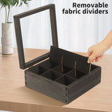White Whale Tea Storage Chest Adjustable 9 Compartment Tea Bags Organizer Container Tea Box with Glass Window