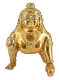 White Whale Laddu Bal Gopal, Kishna Statue, Thakur Ji Brass Statue Religious Strength God Sculpture Idol