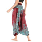 Whitewhale Women Casual Peacock Print Summer Loose Yoga Trousers Baggy Boho Aladdin Jumpsuit Harem Pants