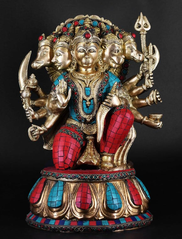 White Whale Hanuman Statue Strength Monkey Lord Bajrang Bali Idol Standing Position Brass Sculpture Diwali Decor Gifts