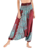 Whitewhale Women Casual Peacock Print Summer Loose Yoga Trousers Baggy Boho Aladdin Jumpsuit Harem Pants