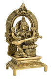 White Whale Brass Goddess Saraswati Statue Showpiece Idol for Home Décor and Gift