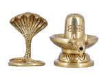 White Whale Gold Brass Lord Shiva Lingam Sculpture Shivling Statue.