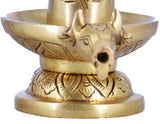 White Whale Gold Brass Lord Shiva Lingam Sculpture Shivling Statue.