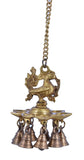 White Whale Brass Ornate Hanging Peacock Diya with Bells Home Decor Diwali