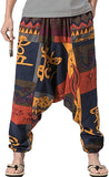 Whitewhale Mens Cotton Printed Harem Pants Pockets Yoga Trousers Hippie