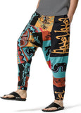 Whitewhale Mens Cotton Printed Harem Pants Pockets Yoga Trousers Hippie