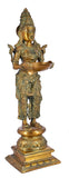 White Whale Brass Deeplaxmi Statue/Hand Carved Religious Standing Goddess Lakshmi/Diwali Oil Lamp Laxmi/Diya Holding Lady/Temple Decor Art
