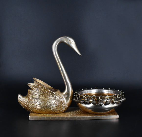 White Whale Brass Best Bird(Swan) Urli 13 Inches For Home Décor (Set of -1 )