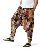 Whitewhale Mens Cotton Printed Harem Pants Pockets Yoga Trousers Hippie