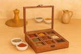 Whitewhale  Handmade Wooden Spice box with Clear Hinged Lid Tea Masala Chest