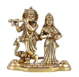 White Whale Radha Krishna Statue Hindu Gods Sculpture Brass