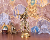 White Whale Metal Hindu God Lord Krishna Bhagwan Lord Krishna Idol Statue Murti