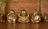 White Whale Brass Laughing Buddha for Wealth & Prosperity | Happy Man - Best for Gifting - Made in Tibet Home Decoration (Set Of 3)