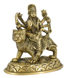White Whale Brass Maa Durga/Ma Sherwali Idol Sitting On Lion Murti Religious Strength God Sculpture Idol