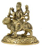 White Whale Brass Maa Durga/Ma Sherwali Idol Sitting On Lion Murti Religious Strength God Sculpture Idol
