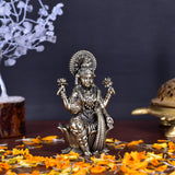 White Whale Superfine Brass Lakshmi Idol Hindu Laxmi Goddess Statue Home Office Showpiece Decor