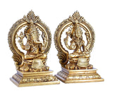 White Whale Brass Hindu God Lord Ganesha and Lakshmi Bhagwan Lord Ganesha and Lakshmi Idol Statue Murti.