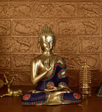 White Whale Brass Idol Murti Statue Buddha Resting Showpiece for Home Decoration Office Religious Office Table Vastu Good Luck Gift