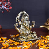 White Whale Superfine Lord Ganesha Brass Statue Hindu Religious Lord Ganesha Sculpture Figurine Ideal for Gift & Home Decor