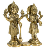 White Whale Brass Lord Vishnu and Lakshmi Statue Idol Murti for Home Decor