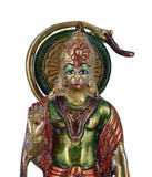 White Whale Panchmukhi Hanuman Statue Strength Monkey Lord Bajrang Bali Idol Standing Position Brass Sculpture Diwali Decor Gifts