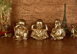 White Whale Brass Laughing Buddha for Wealth & Prosperity | Happy Man - Best for Gifting - Made in Tibet Home Decoration (Set Of 3)
