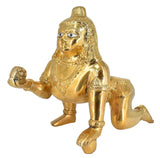 White Whale Laddu Bal Gopal, Kishna Statue, Thakur Ji Brass Statue Religious Strength God Sculpture Idol