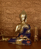 White Whale Brass Idol Murti Statue Buddha Resting Showpiece for Home Decoration Office Religious Office Table Vastu Good Luck Gift