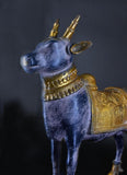 White Whale Brass Mighty Shivanandi Bull with Bells in Matte Black and Royal Gold Finish