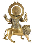 White Whale Brass Maa Durga/Ma Sherwali Idol Sitting On Lion Murti Religious Strength God Sculpture Idol