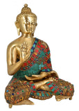 White Whale Brass Buddha in Blessing Posture Buddhism Idol feng Shui Home Decorative Showpiece