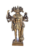 White Whale Panchmukhi Hanuman Statue Strength Monkey Lord Bajrang Bali Idol Standing Position Brass Sculpture Diwali Decor Gifts