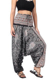 Whitewhale Women Casual Peacock Print Summer Loose Yoga Trousers Baggy Boho Aladdin Jumpsuit Harem Pants