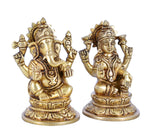 White Whale Brass Hindu God Lord Ganesha and Lakshmi Bhagwan Lord Ganesha and Lakshmi Idol Statue Murti.