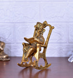 White Whale Ganesh Idol Murti for Home Decor Lord Ganesha Reading Ramayana Statue God Ganesh Ganpati Metal Sculpture Home Office Gifts Decor