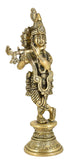 White Whale Lord Krishna Idol Statue Krishna Idols Gold Plated Flute Playing Krishan Decorative Showpiece Figurine for Pooja Room & Gift