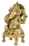 White Whale Lord Ganesha Brass Statue Hindu Religious Lord Ganesh Sculpture Figurine Ideal for Gift & Home Decor