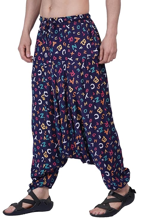 Whitewhale Men Women Rayon twill Printed Harem Pants Pockets Yoga Trousers Hippie