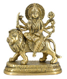 White Whale Brass Maa Durga/Ma Sherwali Idol Sitting On Lion Murti Religious Strength God Sculpture Idol