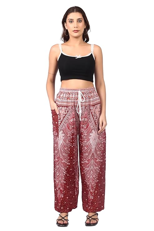 Whitewhale Women's Harem Hippie Boho Yoga Printed Palazzo Casual Pants