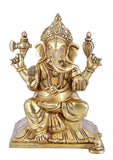 Whitewhale Brass Mangalkari Ganesha Statue Bhagwan Idol Ganesha Statue Ganpati Murti Home Decor