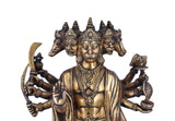 White Whale Panchmukhi Hanuman Statue Strength Monkey Lord Bajrang Bali Idol Standing Position Brass Sculpture Diwali Decor Gifts