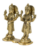 White Whale Brass Lord Vishnu and Lakshmi Statue Idol Murti for Home Decor