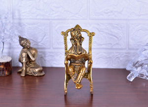 White Whale Ganesh Idol Murti for Home Decor Lord Ganesha Reading Ramayana Statue God Ganesh Ganpati Metal Sculpture Home Office Gifts Decor