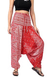 Whitewhale Women Casual Peacock Print Summer Loose Yoga Trousers Baggy Boho Aladdin Jumpsuit Harem Pants