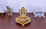 White Whale Ganesh Idol on Leaf - Lord Ganesha with Diya - Metal Diya for Diwali Decoration Items Home Decorative Gift Puja Gifts Corporate; Diwali Gift Item