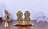 White Whale Lakshmi Laxmi Ganesh murti Idol Ganesha Diya puja Deepak - Metal Lakshmi Ganesh Statue - Diwali Home Decoration Items - Lakshmi Ganesh for Diwali Showpiece Oil Lamp